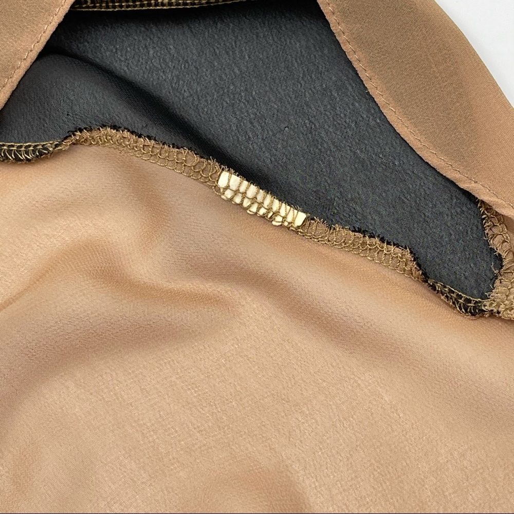 Tan Brown & Black Sheer High Low Umbrella Coverup Top - Picture 6 of 8